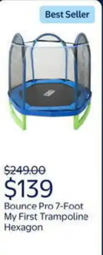 Walmart Bounce pro 7-foot my first trampoline hexagon offer