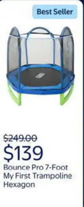 Walmart Bounce pro 7-foot my first trampoline hexagon offer