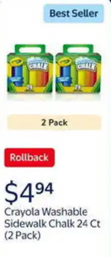 Walmart Crayola washable sidewalk chalk offer