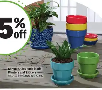 Meijer Ceramic, Clay and Plastic Planters and Saucers offer