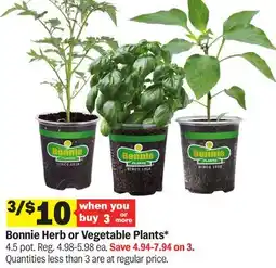 Meijer Bonnie Herb or Vegetable Plants offer
