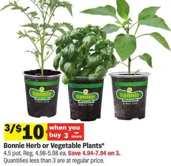 Meijer Bonnie Herb or Vegetable Plants offer