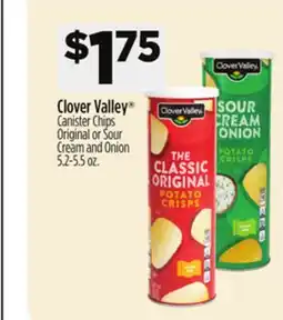Dollar General Clover Valley Canister Chips Original or Sour Cream and Onion offer