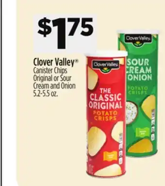 Dollar General Clover Valley Canister Chips Original or Sour Cream and Onion offer