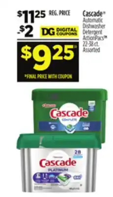 Dollar General Cascade Automatic Dishwasher Detergent ActionPacs offer