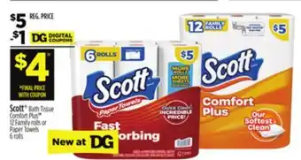 Dollar General Scott Bath Tissue Comfort Plus offer