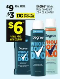 Dollar General Degree Whole Body Deodorant offer