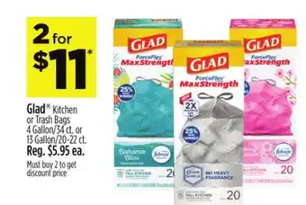 Dollar General Glad Kitchen or Trash Bags offer