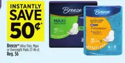 Dollar General Breeze TM Ultra Thin, Maxi or Overnight Pads offer
