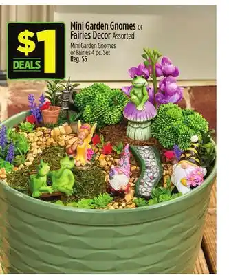 Dollar General Mini Garden Gnomes or Fairies Decor offer