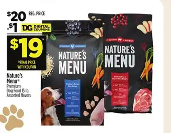 Dollar General Nature's Menu Premium Dog Food offer