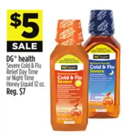Dollar General DG health Severe Cold & Flu Relief Day Time or Night Time Honey Liquid offer