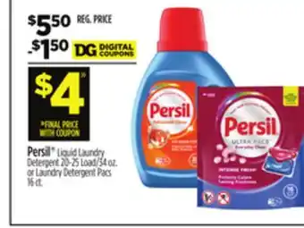 Dollar General Persil Liquid Laundry Detergent 20-25 Load/34 oz. or Laundry Detergent Pacs 16 ct offer