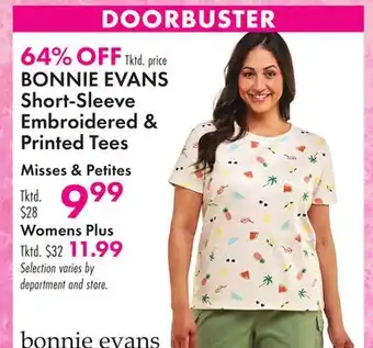 Boscov's BONNIE EVANS Short-Sleeve Embroidered & Printed Tees offer