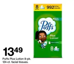 Target Puffs Plus Lotion 8-pk. 124-ct. facial tissues offer