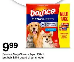 Target Bounce MegaSheets 2—pk. 130-ct. pet hair & lint guard dryer sheets offer