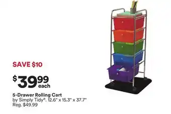 Michaels 5-Drawer Rolling Cart offer