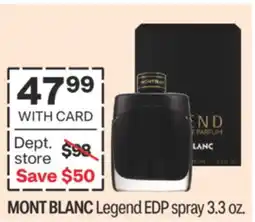 CVS MONT BLANC Legend EDP spray 3.3 oz offer