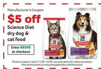 Pet Supplies Plus Science Diet Dry Dog & Cat Food offer