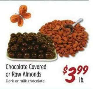 Sprouts Farmers Market Chocolate Covered Or Raw Almonds offer