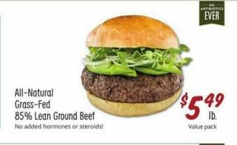 Sprouts Farmers Market All-natural Grass-fed 85% Lean Ground Beef offer