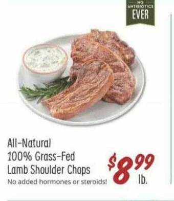 Sprouts Farmers Market All-natural 100% Grass-fed Lamb Shoulder Chops offer