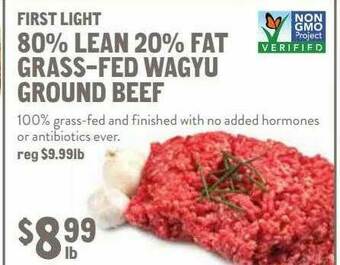 New Seasons Market First Light 80% Lean 20% Fat Grass-fed Wagyu Ground Beef offer