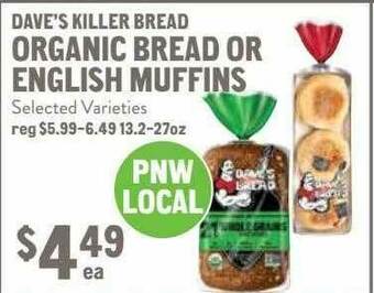 New Seasons Market Dave's Killer Bread Organic Bread Or English Muffins offer