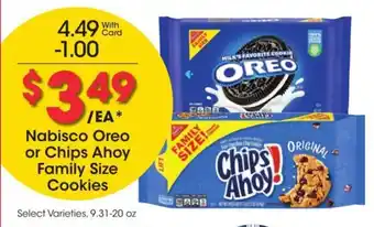 Kroger Nabisco oreo or chips ahoy family size cookies offer
