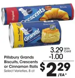 Kroger Pillsbury grands biscuits, crescents or cinnamon rolls offer