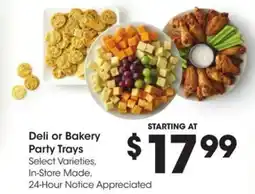 Kroger Deli or bakery party trays offer