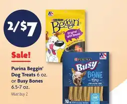 Family Dollar Purina Beggin' Dog Treats 6 oz. or Busy Bones 6.5-7 oz offer