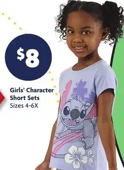 Family Dollar Girls' Character Short Sets offer