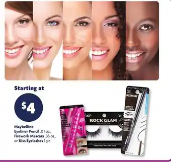 Family Dollar Maybelline Eyeliner Pencil .01 oz., Firework Mascara .33 oz., or Kiss Eyelashes 1 pr offer