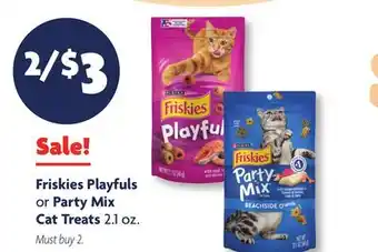 Family Dollar Friskies Playfuls or Party Mix Cat Treats offer