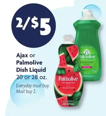 Family Dollar Ajax or Palmolive Dish Liquid offer