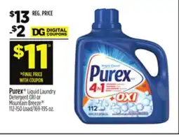 Dollar General Purex Liquid Laundry Detergent OXI or Mountain Breeze offer