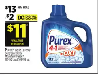 Dollar General Purex Liquid Laundry Detergent OXI or Mountain Breeze offer