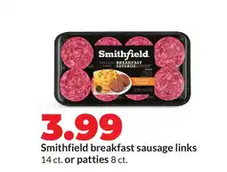 Hy-Vee Smithfield breakfast sausage links 14 ct. or patties 8 ct offer