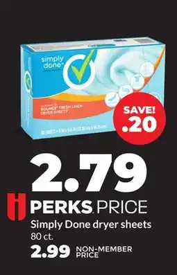 Hy-Vee Simply Done dryer sheets offer