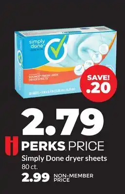 Hy-Vee Simply Done dryer sheets offer