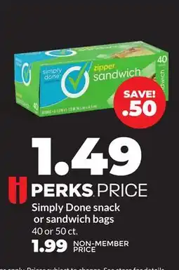 Hy-Vee Simply Done snack or sandwich bags offer
