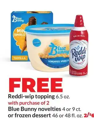 Hy-Vee Blue Bunny novelties 4 or 9 ct. or frozen dessert 46 or offer