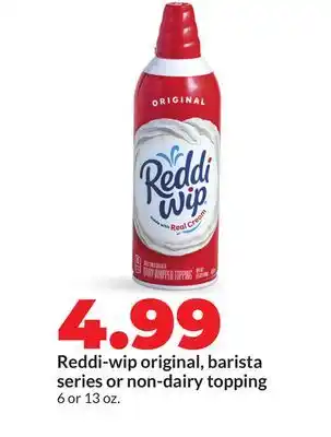 Hy-Vee Reddi-wip original, barista series or non-dairy topping offer