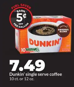 Hy-Vee Dunkin' single serve coffee offer