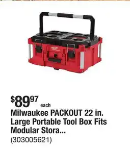 The Home Depot Milwaukee PACKOUT 22 in. Large Portable Tool Box Fits Modular Storage System offer