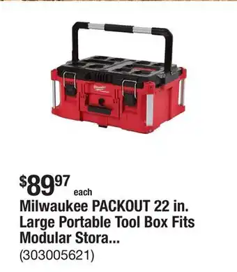 The Home Depot Milwaukee PACKOUT 22 in. Large Portable Tool Box Fits Modular Storage System offer