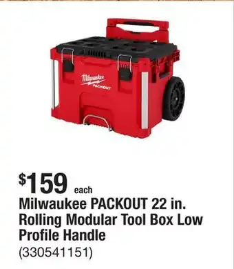 The Home Depot Milwaukee PACKOUT 22 in. Rolling Modular Tool Box Low Profile Handle offer