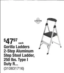 The Home Depot Gorilla Ladders 2-Step Aluminum Step Stool Ladder, 250 lbs. Type I Duty Rating (8ft. Reach Height) offer