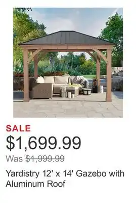 Costco Yardistry 12' x 14' Gazebo with Aluminum Roof offer